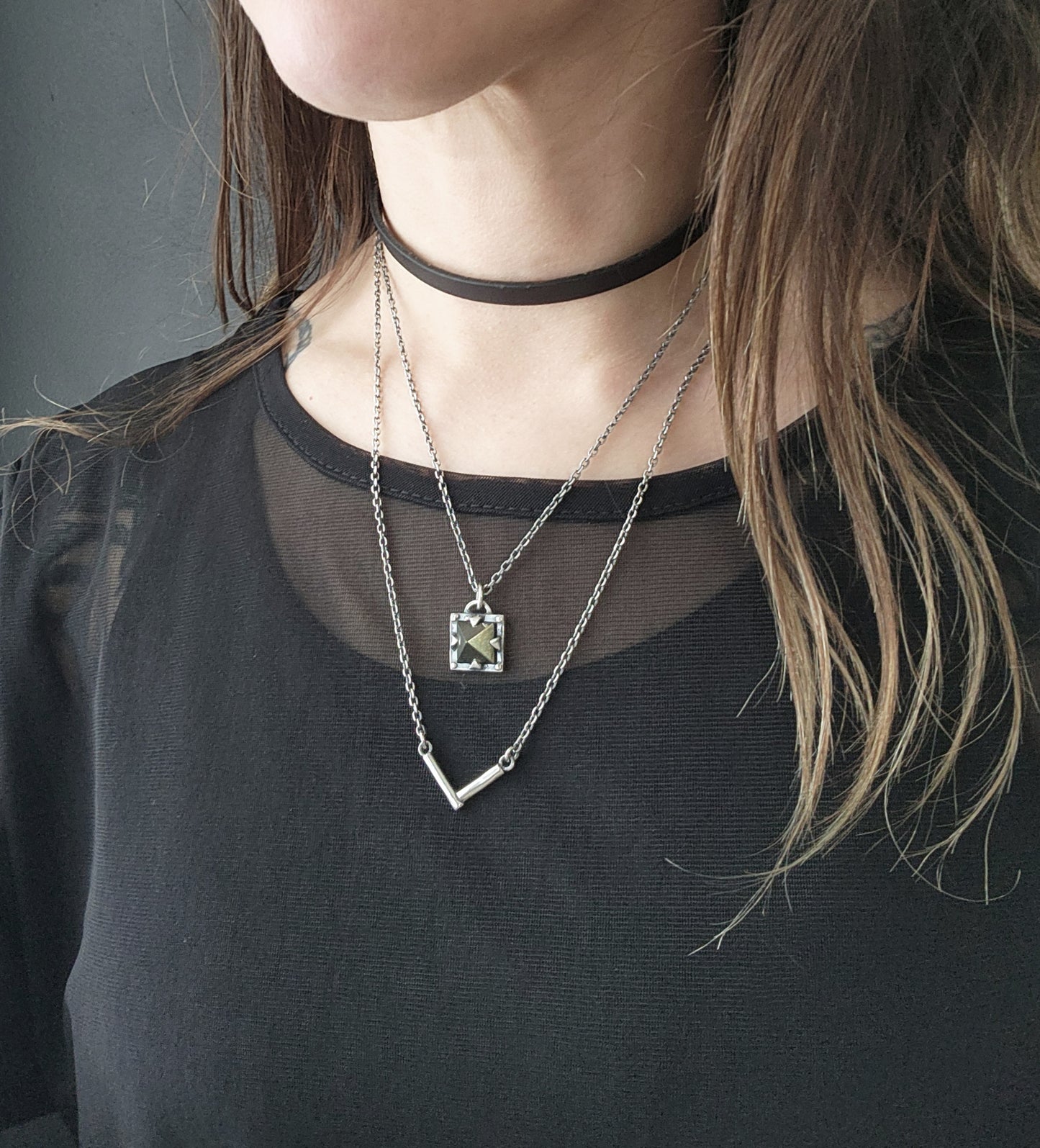 Pyrite Pyramid Necklace