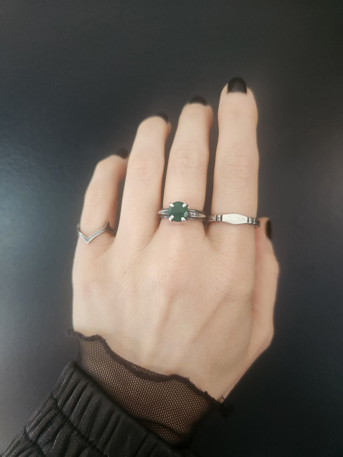 REPTILIAN ring with green onyx
