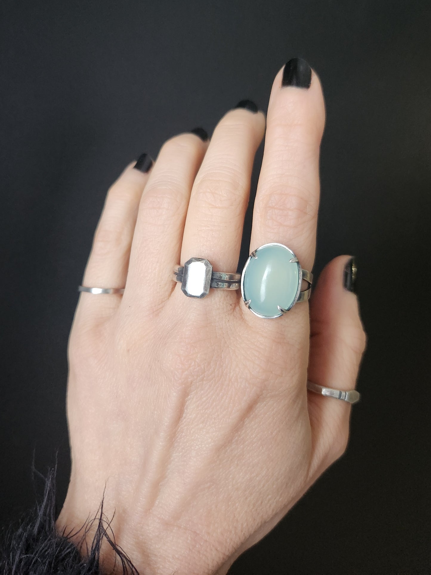 Aqua Chalcedony ring