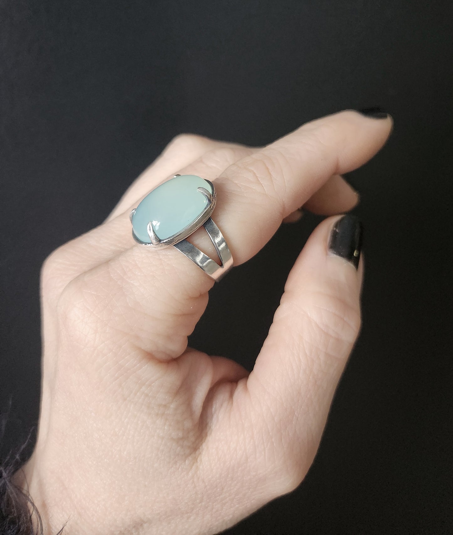 Aqua Chalcedony ring