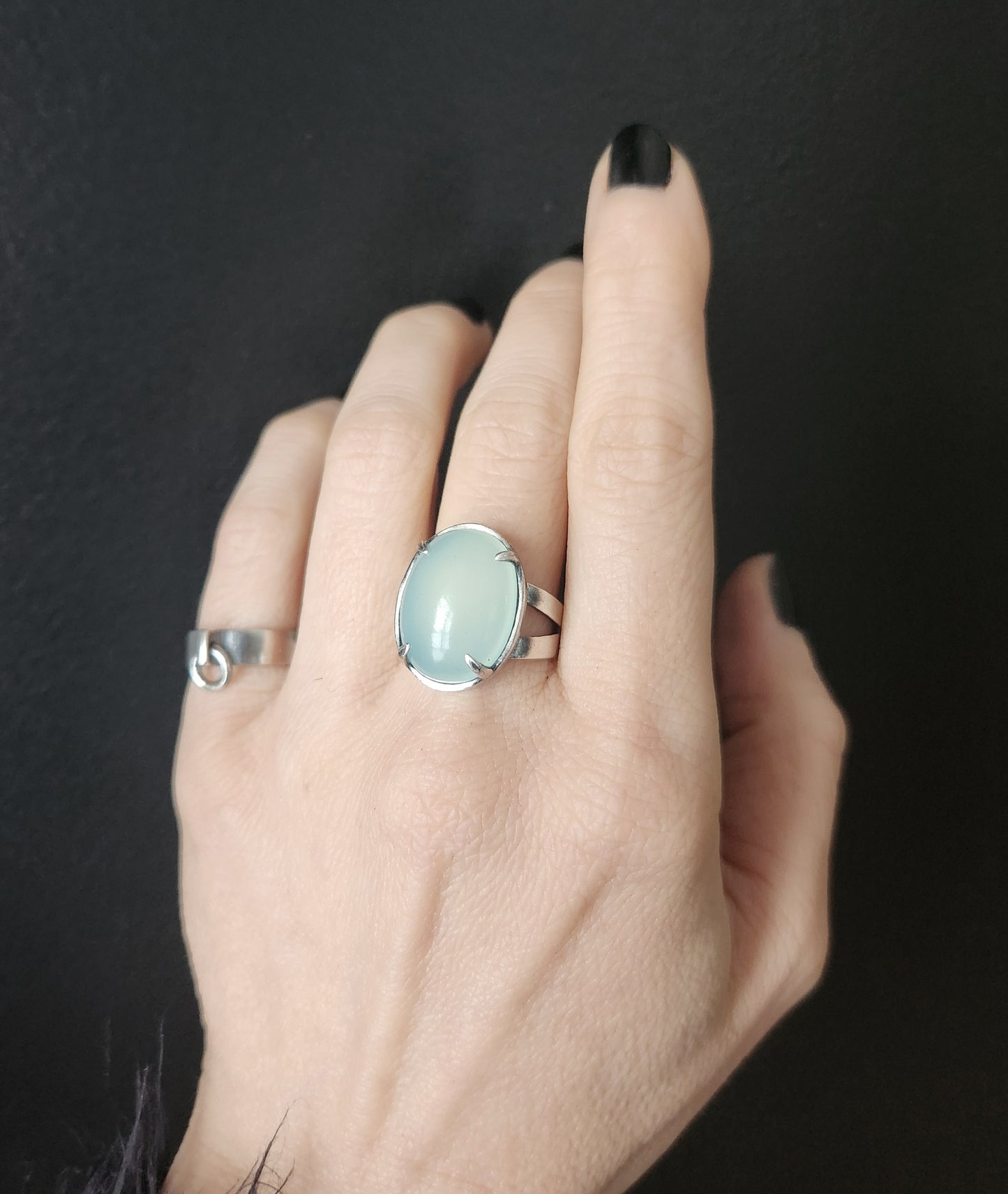 Aqua Chalcedony ring