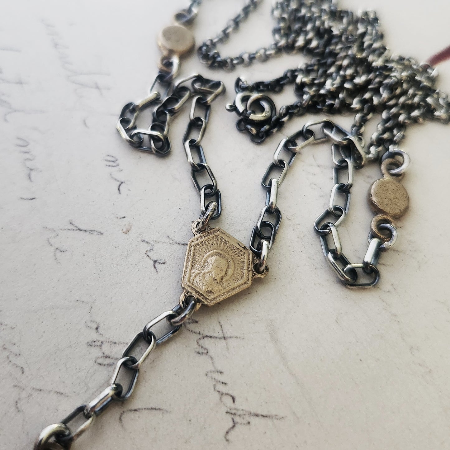 FAITH rosary necklace with bronze