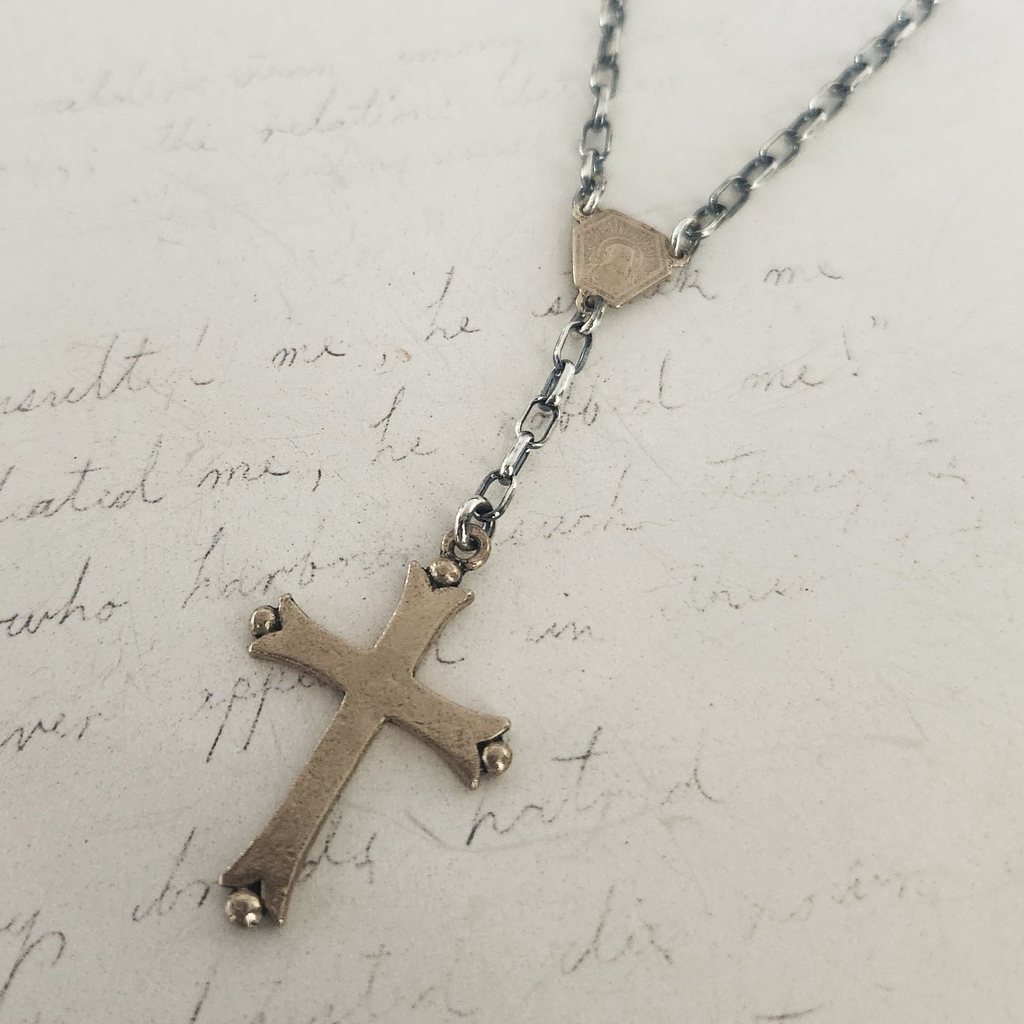 FAITH rosary necklace with bronze