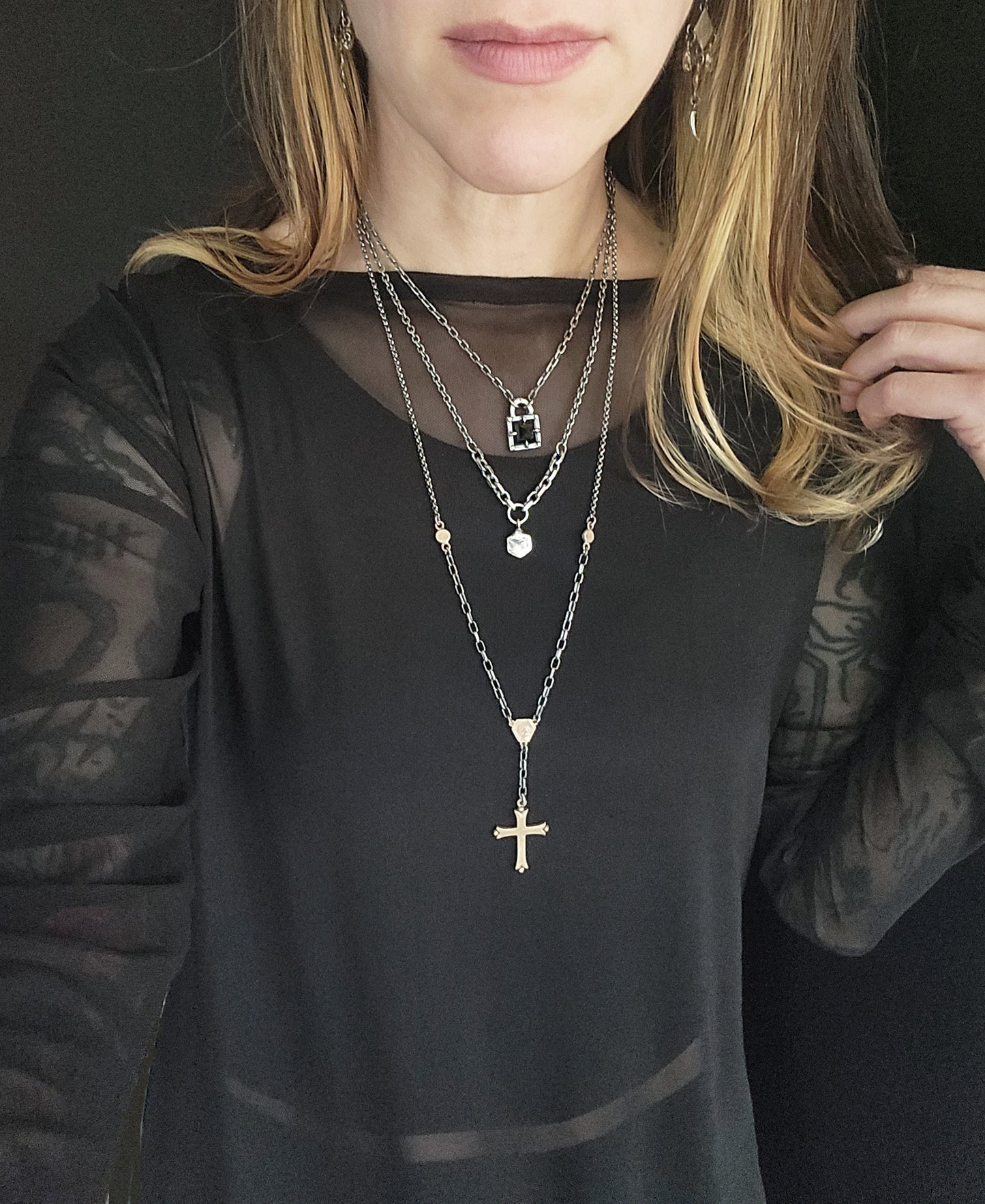 FAITH rosary necklace with bronze
