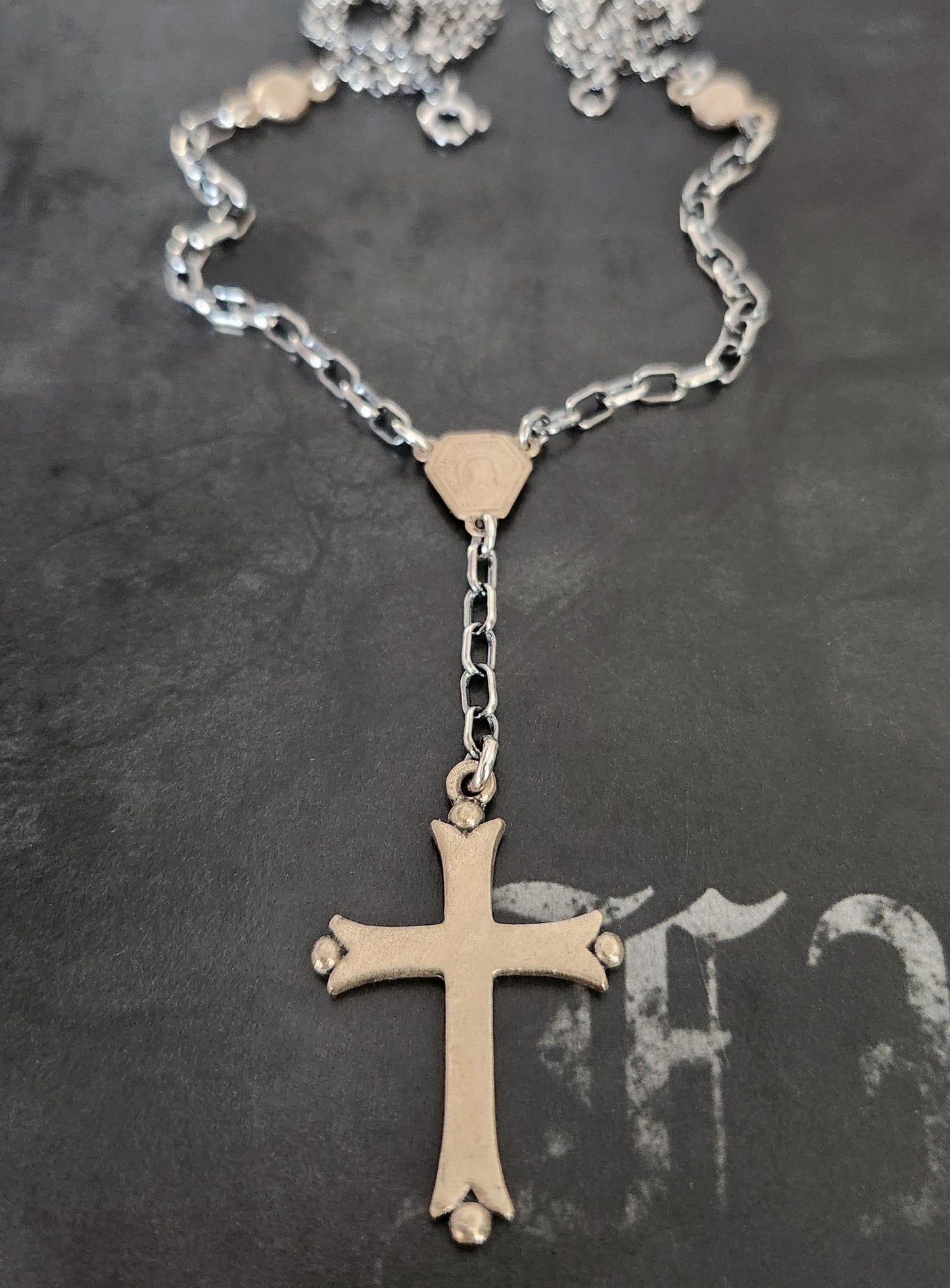 FAITH rosary necklace with bronze