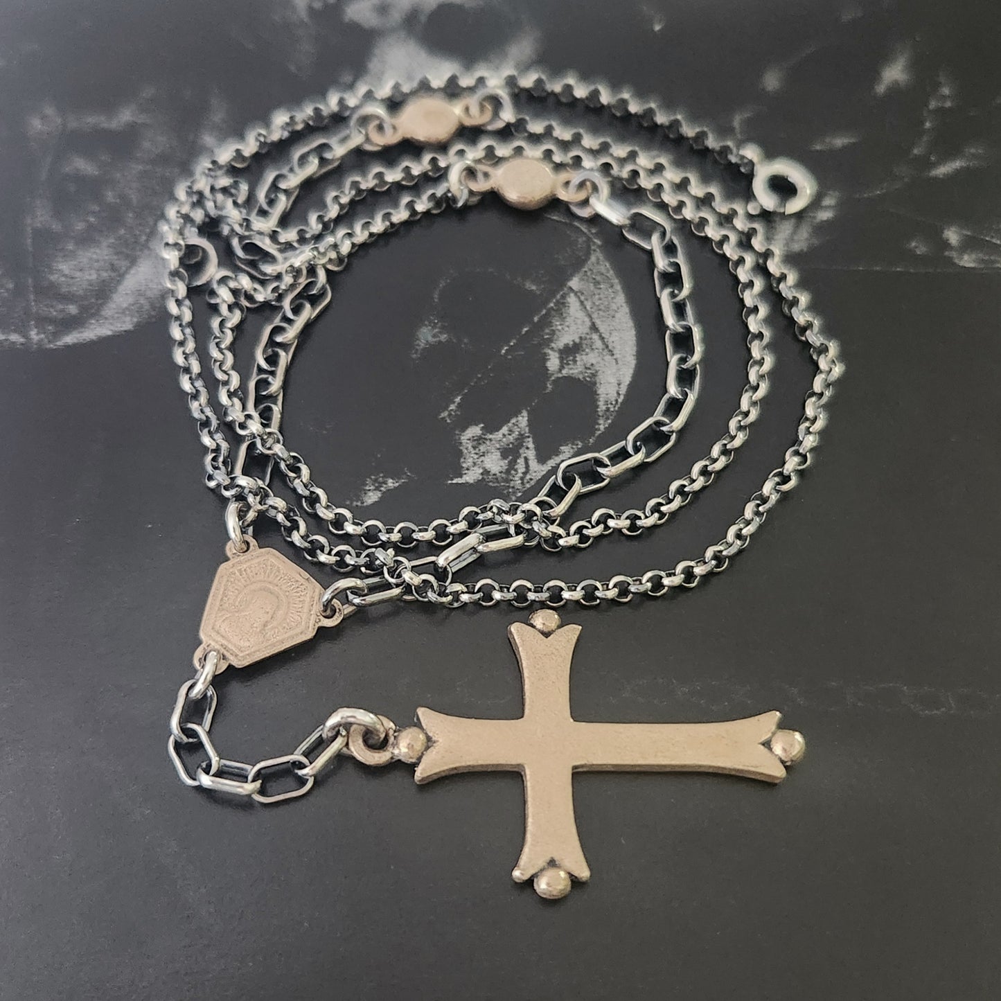 FAITH rosary necklace with bronze