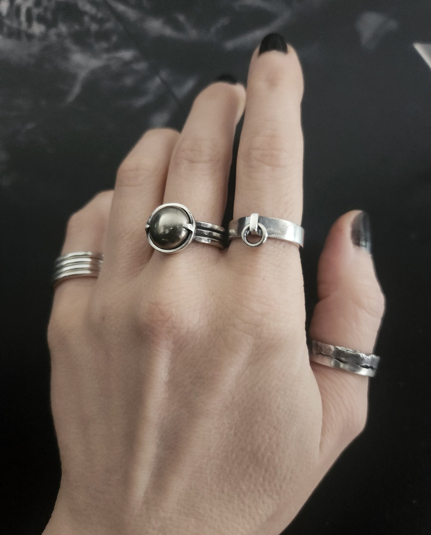 HELIOS ring with pyrite