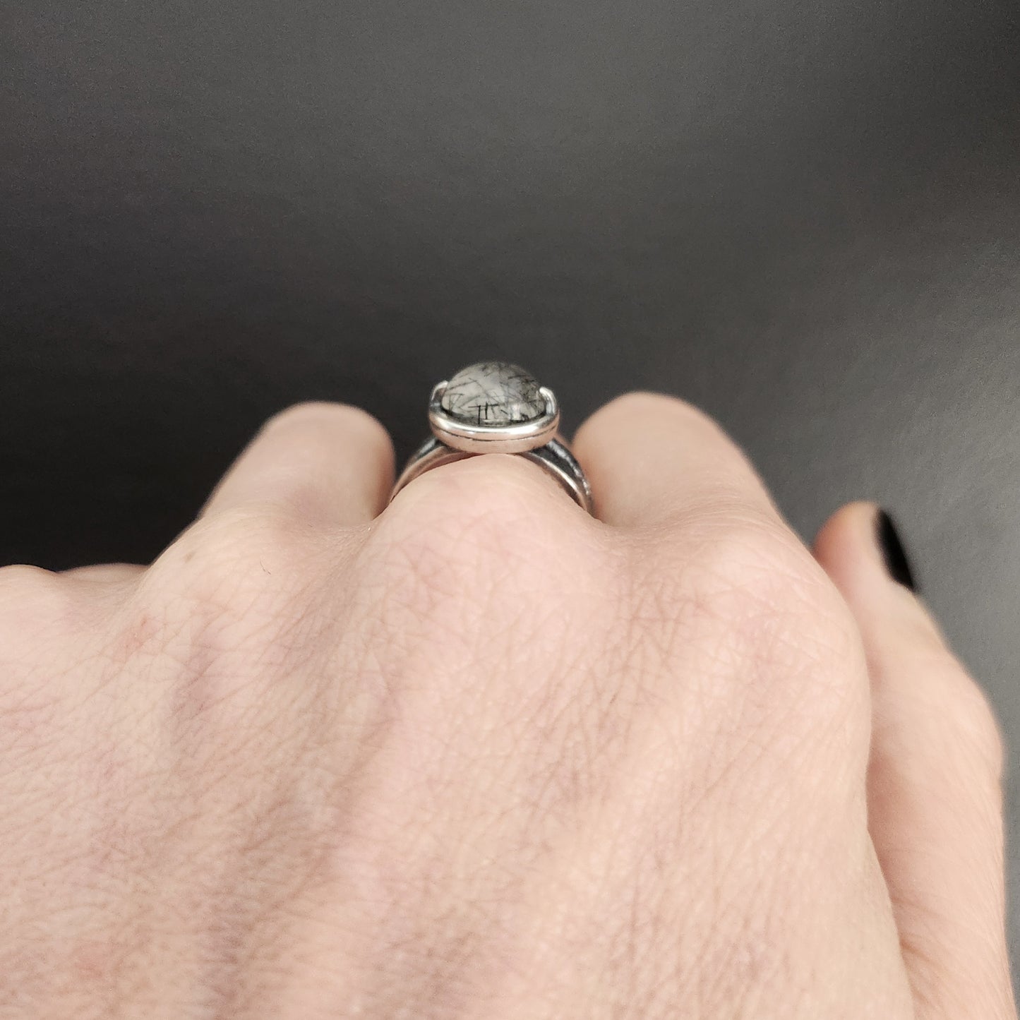 MURKY ring with rutilated quartz size 8.5