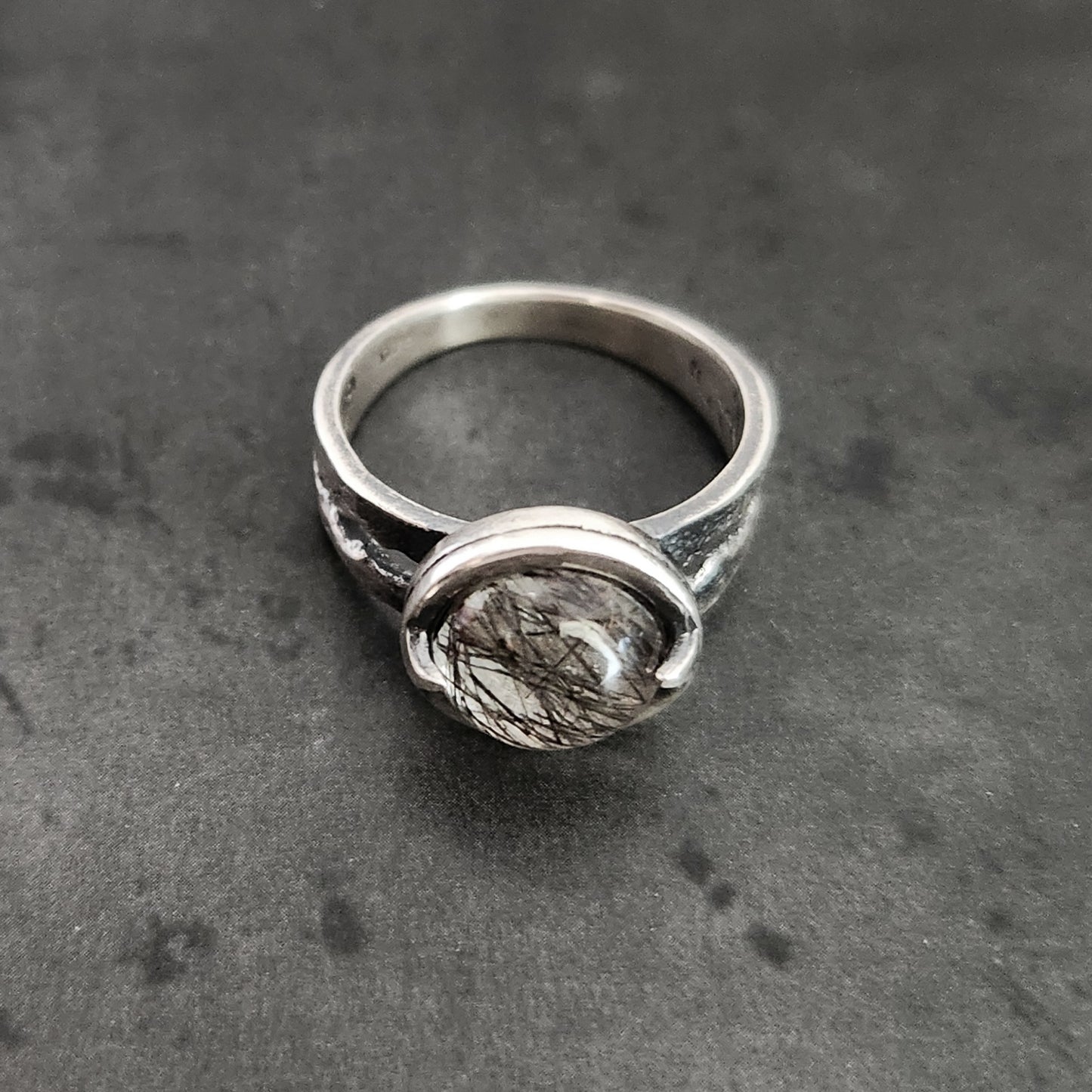 MURKY ring with rutilated quartz size 8.5