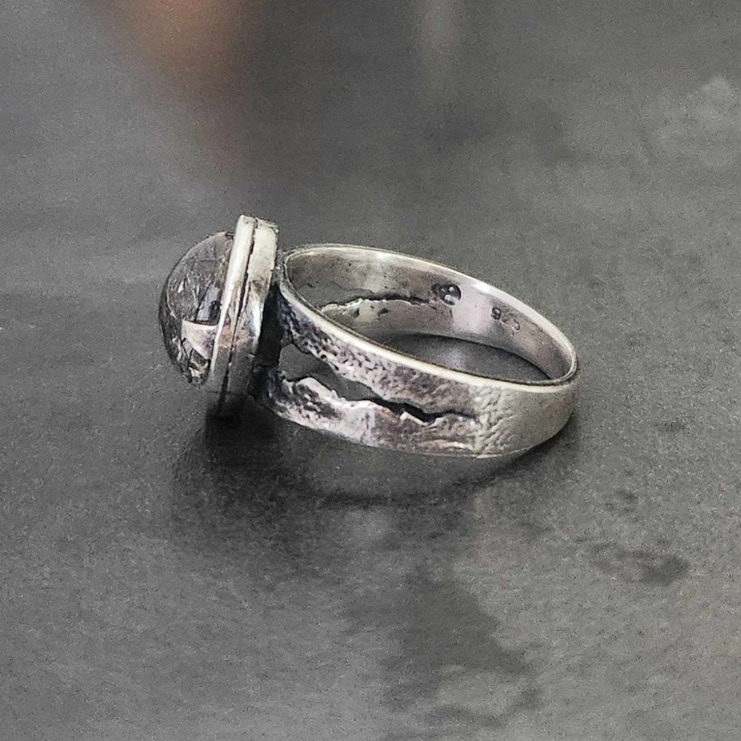 MURKY ring with rutilated quartz size 8.5