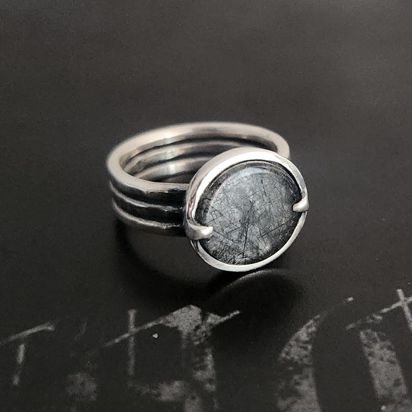 HELIOS ring with rutilated quartz