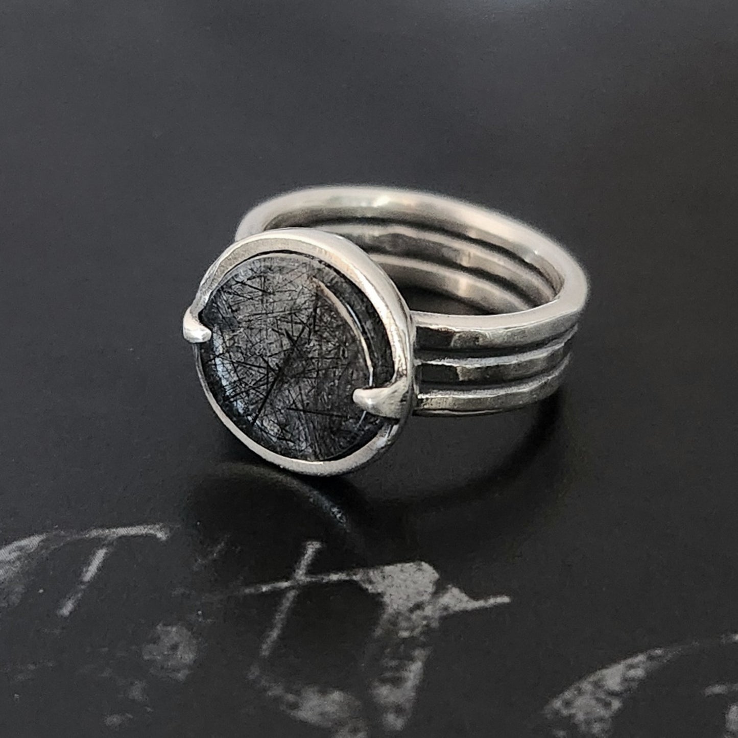 HELIOS ring with rutilated quartz