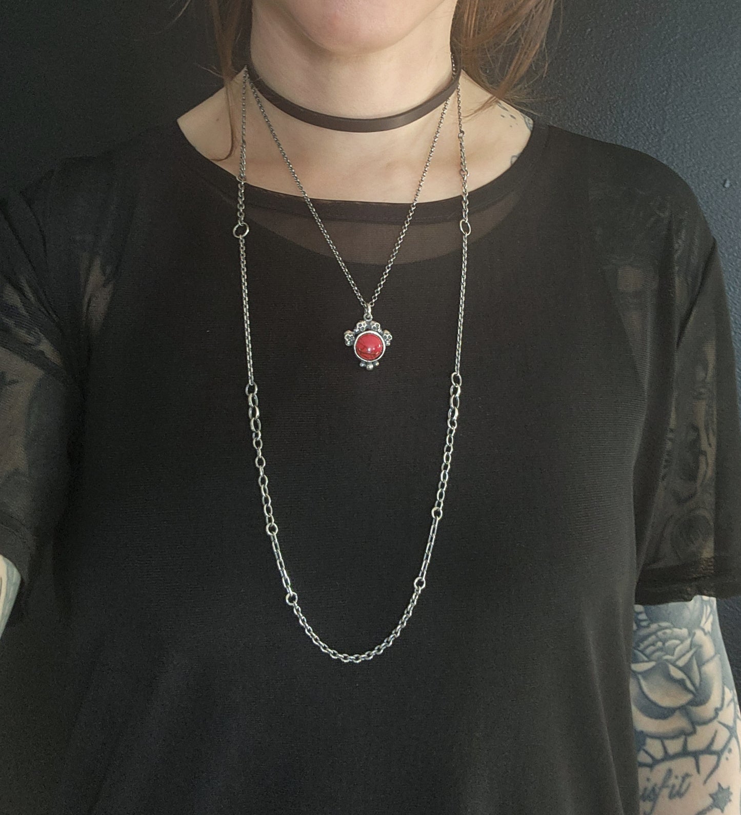 TEMPLE necklace with red howlite