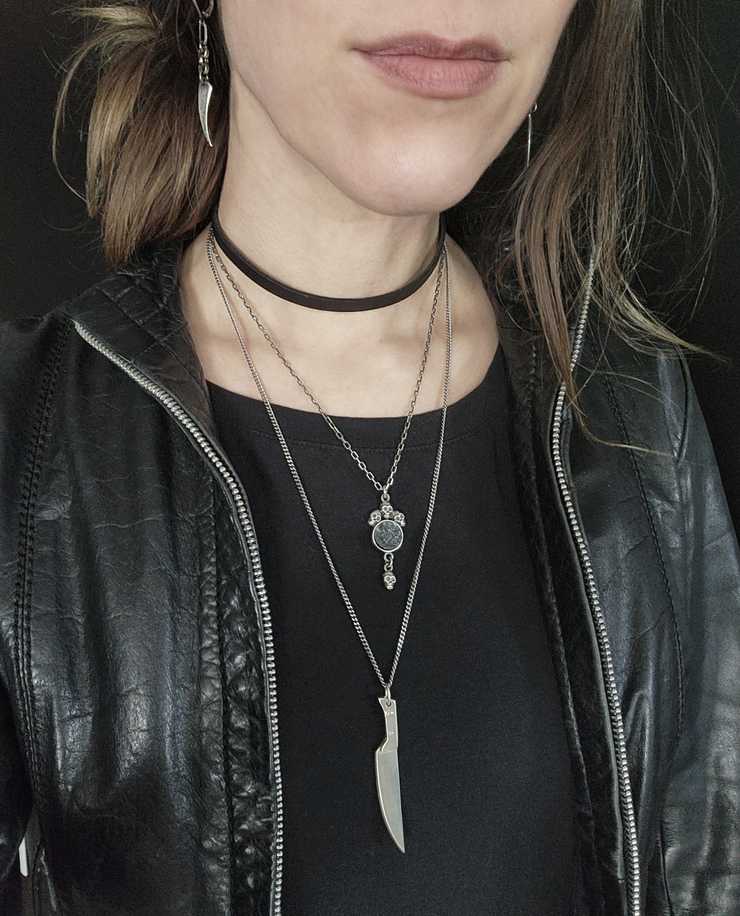 TEMPLE necklace with onyx druzy